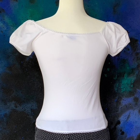 Oasis white eyelet +ribbon puff sleeve crop top - Picture 4 of 12